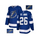 Men Adidas Tampa Bay Lightning #26 Martin St. Louis Blue Home Authentic Fashion Gold Stitched NHL Jersey