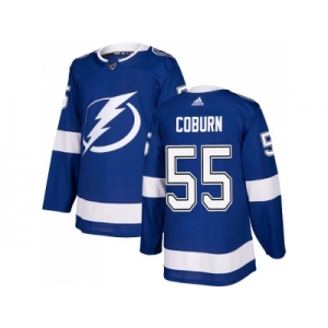 Men Adidas Tampa Bay Lightning #55 Braydon Coburn Blue Home Authentic Stitched NHL Jersey