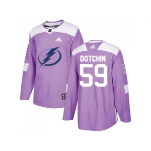 Men Adidas Tampa Bay Lightning #59 Jake Dotchin Purple Authentic Fights Cancer Stitched NHL Jersey