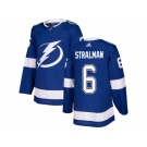 Men Adidas Tampa Bay Lightning #6 Anton Stralman Blue Home Authentic Stitched NHL Jersey