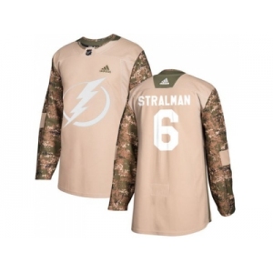 Men Adidas Tampa Bay Lightning #6 Anton Stralman Camo Authentic 2017 Veterans Day Stitched NHL Jersey