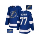 Men Adidas Tampa Bay Lightning #77 Victor Hedman Blue Home Authentic Fashion Gold Stitched NHL Jersey