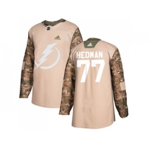 Men Adidas Tampa Bay Lightning #77 Victor Hedman Camo Authentic 2017 Veterans Day Stitched NHL Jersey