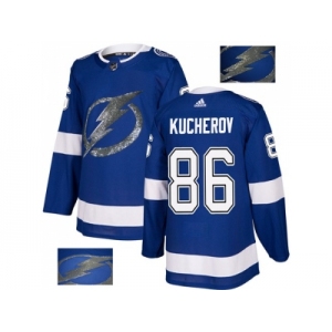 Men Adidas Tampa Bay Lightning #86 Nikita Kucherov Blue Home Authentic Fashion Gold Stitched NHL Jersey