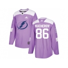 Men Adidas Tampa Bay Lightning #86 Nikita Kucherov Purple Authentic Fights Cancer Stitched NHL Jersey