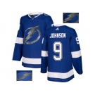 Men Adidas Tampa Bay Lightning #9 Tyler Johnson Blue Home Authentic Fashion Gold Stitched NHL Jersey