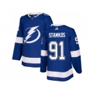 Men Adidas Tampa Bay Lightning #91 Steven Stamkos Blue Home Authentic Stitched NHL Jersey