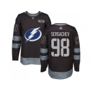 Men Adidas Tampa Bay Lightning #98 Mikhail Sergachev Black 1917-2017 100th Anniversary Stitched NHL Jersey