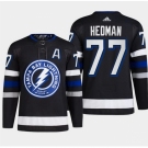 Men Tampa Bay Lightning #77 Victor Hedman Black Alternate Premier Breakaway Stitched Jersey