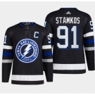 Men Tampa Bay Lightning #91 Steven Stamkos Black Alternate Premier Breakaway Stitched Jersey