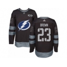 Men's Adidas Tampa Bay Lightning #23 J.T. Brown Authentic Black 1917-2017 100th Anniversary NHL Jersey