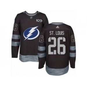Men's Adidas Tampa Bay Lightning #26 Martin St. Louis Authentic Black 1917-2017 100th Anniversary NHL Jersey