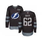 Men's Adidas Tampa Bay Lightning #62 Andrej Sustr Authentic Black 1917-2017 100th Anniversary NHL Jersey