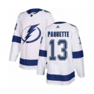 Men's Lightning #13 Cedric Paquette White Road Authentic Stitched Hockey Jersey