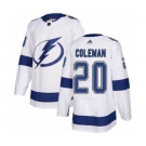 Men's Lightning #20 Blake Coleman White Road Authentic Stitched Hockey Jersey