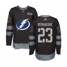 Men's Lightning #23 Carter Verhaeghe Black 1917-2017 100th Anniversary Stitched Hockey Jersey