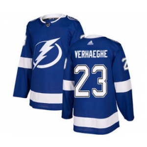 Men's Lightning #23 Carter Verhaeghe Blue Home Authentic Stitched Hockey Jersey