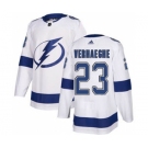 Men's Lightning #23 Carter Verhaeghe White Road Authentic Stitched Hockey Jersey