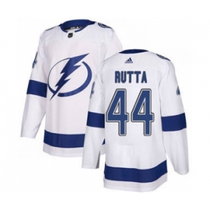 Men's Lightning #44 Jan Rutta White Road Authentic Stitched Hockey Jersey