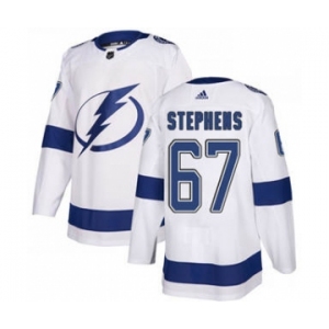 Men's Lightning #67 Mitchell Stephens White Road Authentic Stitched Hockey Jersey