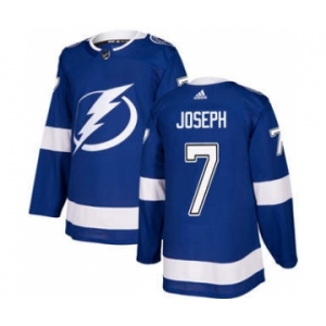 Men's Lightning #7 Mathieu Joseph Blue Home Authentic Stitched Hockey Jersey