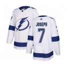 Men's Lightning #7 Mathieu Joseph White Road Authentic Stitched Hockey Jersey