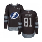 Men's Lightning #81 Erik Cernak Black 1917-2017 100th Anniversary Stitched Hockey Jersey