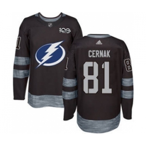 Men's Lightning #81 Erik Cernak Black 1917-2017 100th Anniversary Stitched Hockey Jersey