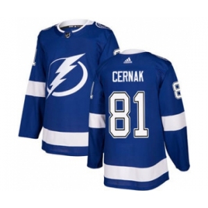 Men's Lightning #81 Erik Cernak Blue Home Authentic Stitched Hockey Jersey