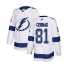 Men's Lightning #81 Erik Cernak White Road Authentic Stitched Hockey Jersey