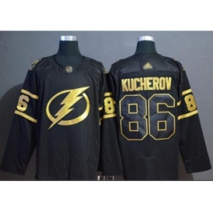 Men's Lightning #86 Nikita Kucherov Black Gold Authentic Stitched Hockey Jersey