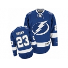 Men's Reebok Tampa Bay Lightning #23 J.T. Brown Authentic Royal Blue Home NHL Jersey