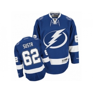 Men's Reebok Tampa Bay Lightning #62 Andrej Sustr Authentic Royal Blue Home NHL Jersey