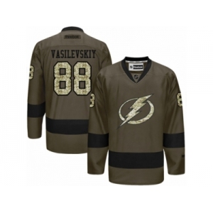 Men's Reebok Tampa Bay Lightning #88 Andrei Vasilevskiy Authentic Green Salute to Service NHL Jersey