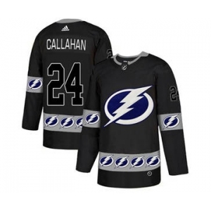 Men's Tampa Bay Lightning #24 Ryan Callahan Black Team Logo Fashion Stitched Hockey Jersey