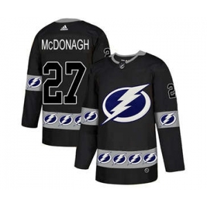 Men's Tampa Bay Lightning #27 Ryan McDonagh Black Team Logo Fashion Stitched Hockey Jersey