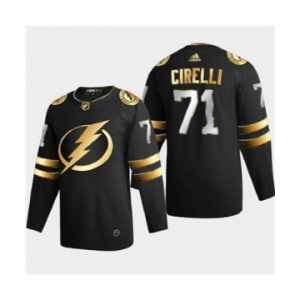 Men's Tampa Bay Lightning #71 Anthony Cirelli Black Golden Edition Limited Stitched Hockey Jersey