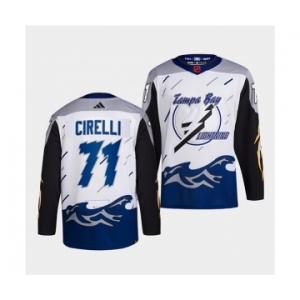 Men's Tampa Bay Lightning #71 Anthony Cirelli White 2022 Reverse Retro Stitched Jersey