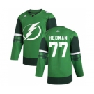 Men's Tampa Bay Lightning #77 Victor Hedman 2020 St. Patrick's Day Stitched Hockey Jersey Green