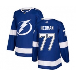 Men's Tampa Bay Lightning #77 Victor Hedman Blue Home Stitched Hockey Jersey