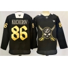 Men's Tampa Bay Lightning #86 Nikita Kucherov 2024-25 Black Gasparilla Inspired Pirate-Themed Warmup Stitched Jersey