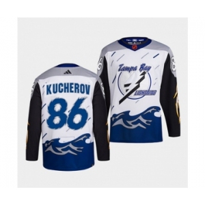 Men's Tampa Bay Lightning #86 Nikita Kucherov White 2022 Reverse Retro Stitched Jersey