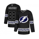 Men's Tampa Bay Lightning #88 Andrei Vasilevskiy Black Team Logo Fashion Stitched Hockey Jersey