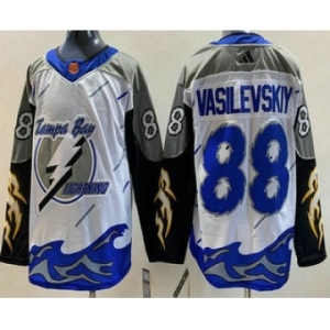 Men's Tampa Bay Lightning #88 Andrei Vasilevskiy White 2022 Reverse Retro Authentic Jersey