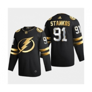 Men's Tampa Bay Lightning #91 Steve Stamkos Black Golden Edition Limited Stitched Hockey Jersey