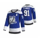 Men's Tampa Bay Lightning #91 Steve Stamkos Blue 2020-21 Reverse Retro Alternate Hockey Jersey