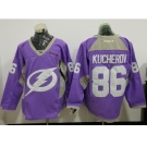 Tampa Bay Lightning #86 Nikita Kucherov Purple Fights Cancer Practice Stitched NHL Jersey