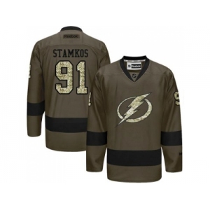 Tampa Bay Lightning #91 Steven Stamkos Green Salute to Service Stitched NHL Jersey