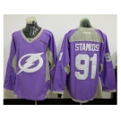 Tampa Bay Lightning #91 Steven Stamkos Purple Fights Cancer Practice Stitched NHL Jersey