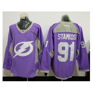 Tampa Bay Lightning #91 Steven Stamkos Purple Fights Cancer Practice Stitched NHL Jersey